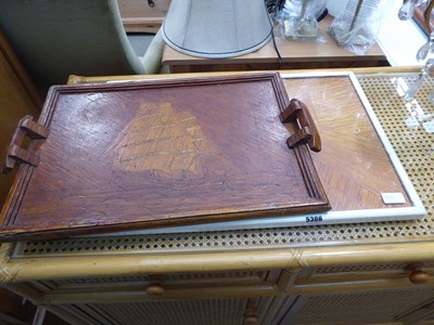 Lot 5306 - 2 serving trays with panels constructed from...