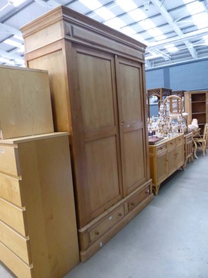 Lot 5307 - Stripped pine double door wardrobe with 2...