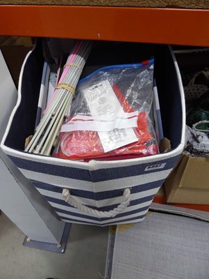 Lot 5357 - Linen basket with a qty of knitting needles...