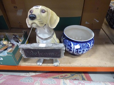 Lot 5362 - Resin figure of a labrador with a sign plus a...