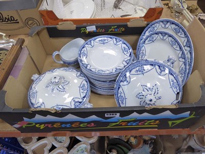 Lot 5363 - Box containing a qty of blue and white, swag...