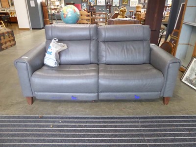Lot 5317 - Grey leather effect 2 seater reclining sofa