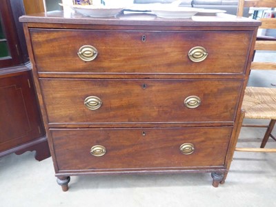 Lot 5325 - Georgian mahogany 3 drawer chest of 3 drawers
