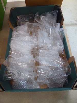 Lot 5377 - Box containing wine glasses and decanters