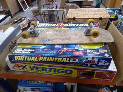 Lot 5380 - Vintage skateboard plus 2 boxes containing...