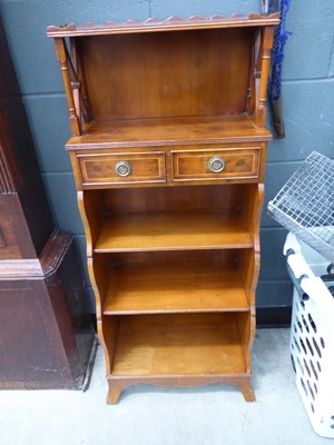 Lot 5333 - Reproduction yew narrow bookcase with drawers...