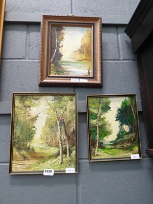 Lot 5338 - 3 pallet knife oils on board, country scenes...