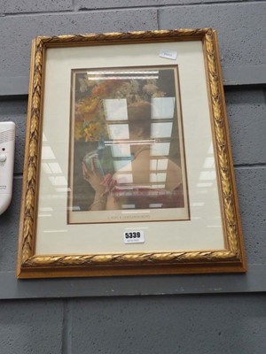 Lot 5339 - Framed and glazed print - lady with flowers
