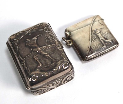 Lot 413 - A silver vesta case repousse decorated with a...