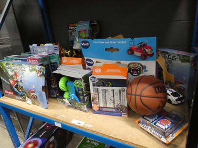 Lot 3307 - Shelf of various toys to include Vtech, Mario...