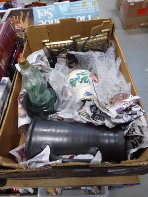 Lot 5409 - (3) Box containing Cornish pottery jug, floral...