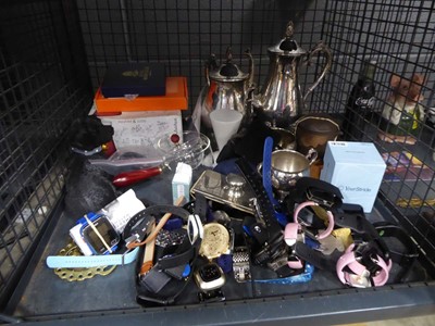 Lot 5520 - Cage containing wristwatches, silver plated...