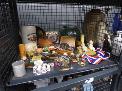 Lot 5521 - Cage containing a beer tankard, thimbles, pill...