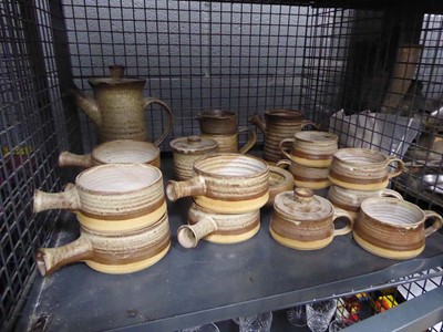 Lot 5528 - Cage containing pottery soup bowls, teapots,...