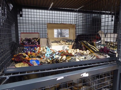 Lot 5529 - Cage containing costume jewellery and...