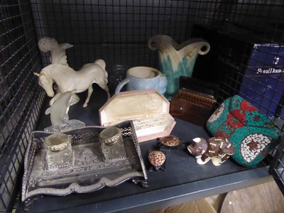 Lot 5534 - Cage containing a silver plated dish stand,...