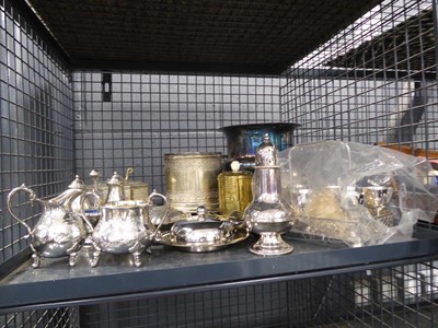Lot 5483 - Cage containing silver plate, to include sugar...