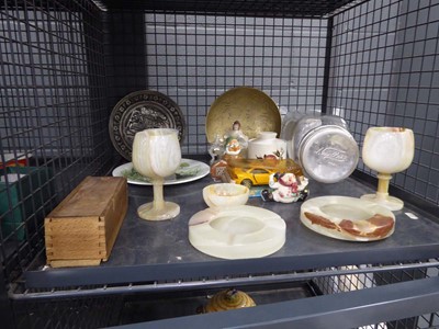 Lot 5487 - Cage containing dominoes, tuned onyx wine...