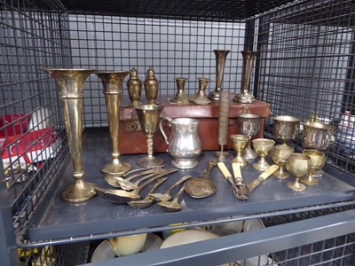 Lot 5493 - Cage containing flatware, goblets,...