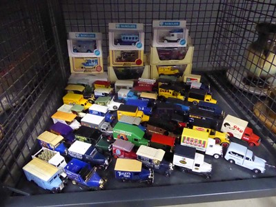 Lot 5495 - Cage containing diecast LLedo vans and trucks