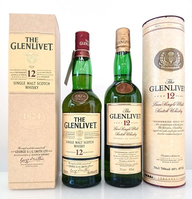 Lot 176 - 2 bottles of The Glenlivet 12 year old Single...