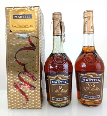 Lot 185 - 3 bottles of Martell VS Fine Cognac, 1 with...