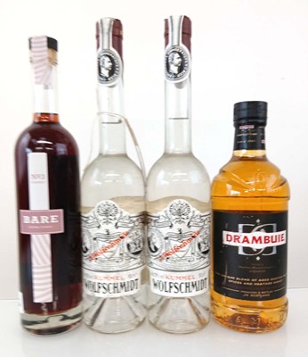 Lot 203 - 4 bottles, 2x Wolfschmidt Kummel 39% 50cl, 1x...