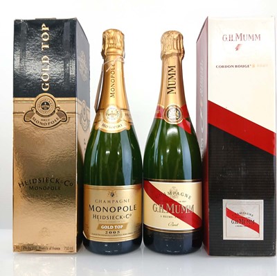 Lot 321 - 2 bottles of Champagne, 1x Heidsieck & Co...