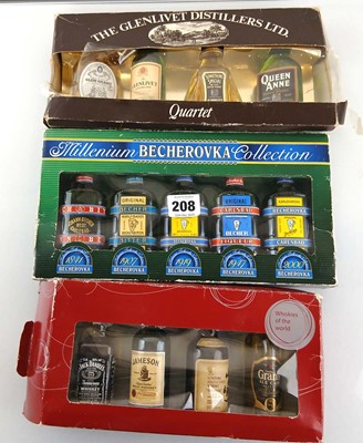 Lot 208 - 3 box sets of miniatures, 1x Whiskies of the...