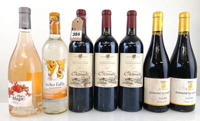 Lot 384 - 7 bottles of various wine, 3x 2002 Domaine...