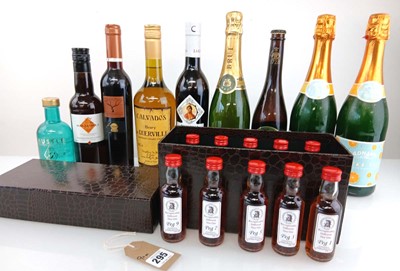 Lot 295 - 9 bottles & 10 Peg miniatures of Sloe Gin in...