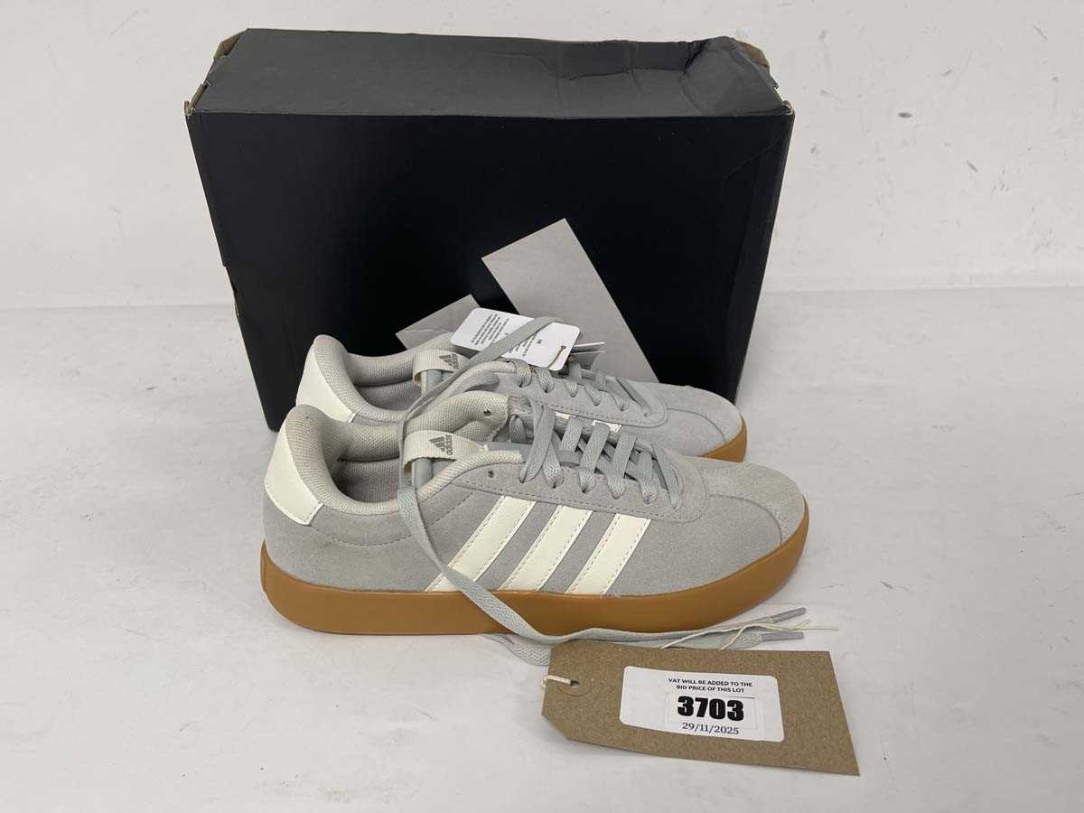 Lot 3703 - Adidas vl court 3.0 trainers in grey size UK6 -...