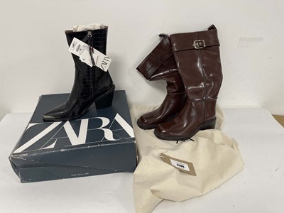Lot 3706 - 2x Pairs of Zara boots one boxed EU39 & one...