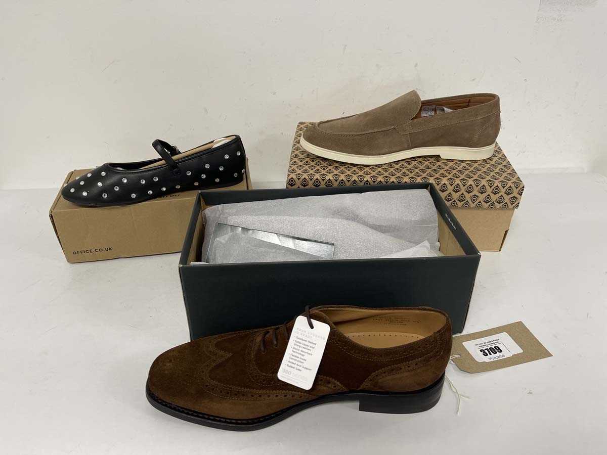 Lot 3709 - 3x Boxed pairs of shoes to include Office UK7,...