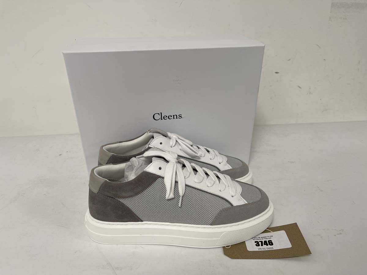 Lot 3746 - Cleens luxor trainers in white grey size UK8.5...