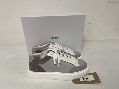 Lot 3746 - Cleens luxor trainers in white grey size UK8.5...