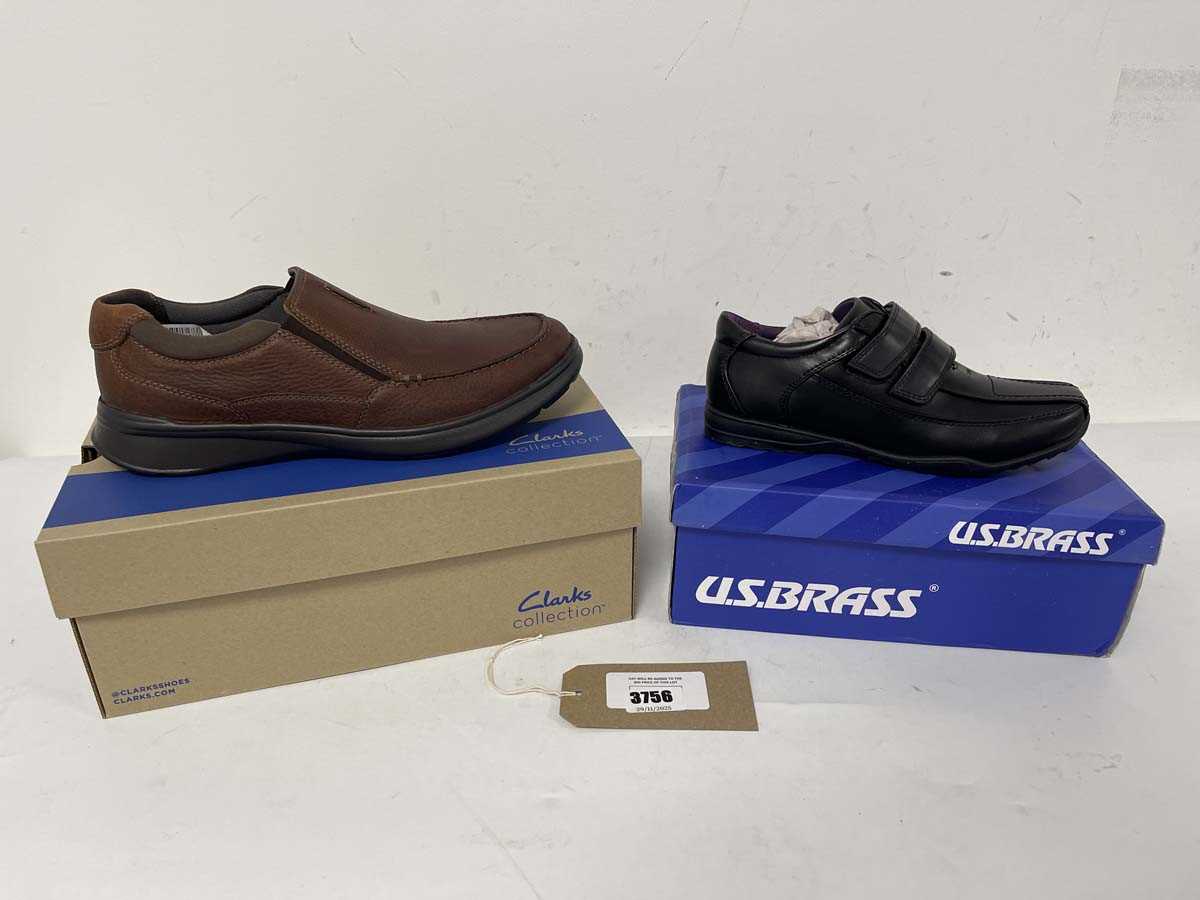 Lot 3756 - 2x Boxed pairs of shoes to include Clarks...
