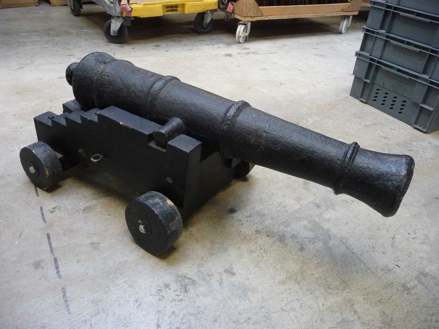 Lot 1498 - Cast iron cannon, 30 ins four-stage barrel...