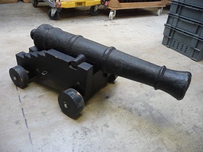 Lot 1498 - Cast iron cannon, 30 ins four-stage barrel...