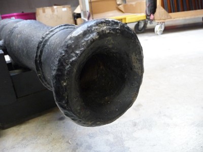 Lot 1498 - Cast iron cannon, 30 ins four-stage barrel...