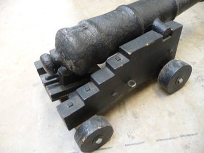 Lot 1498 - Cast iron cannon, 30 ins four-stage barrel...