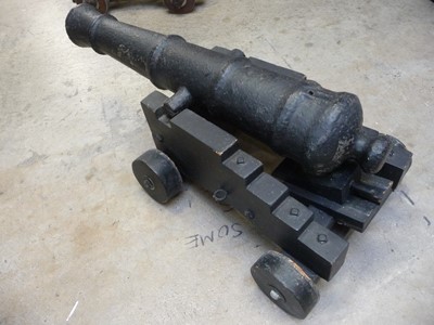 Lot 1498 - Cast iron cannon, 30 ins four-stage barrel...