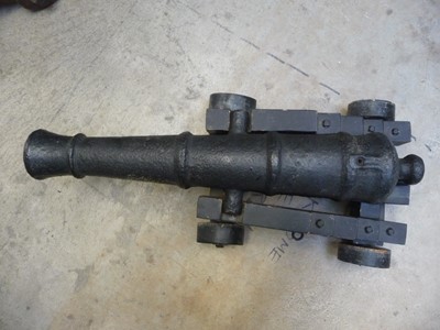 Lot 1498 - Cast iron cannon, 30 ins four-stage barrel...