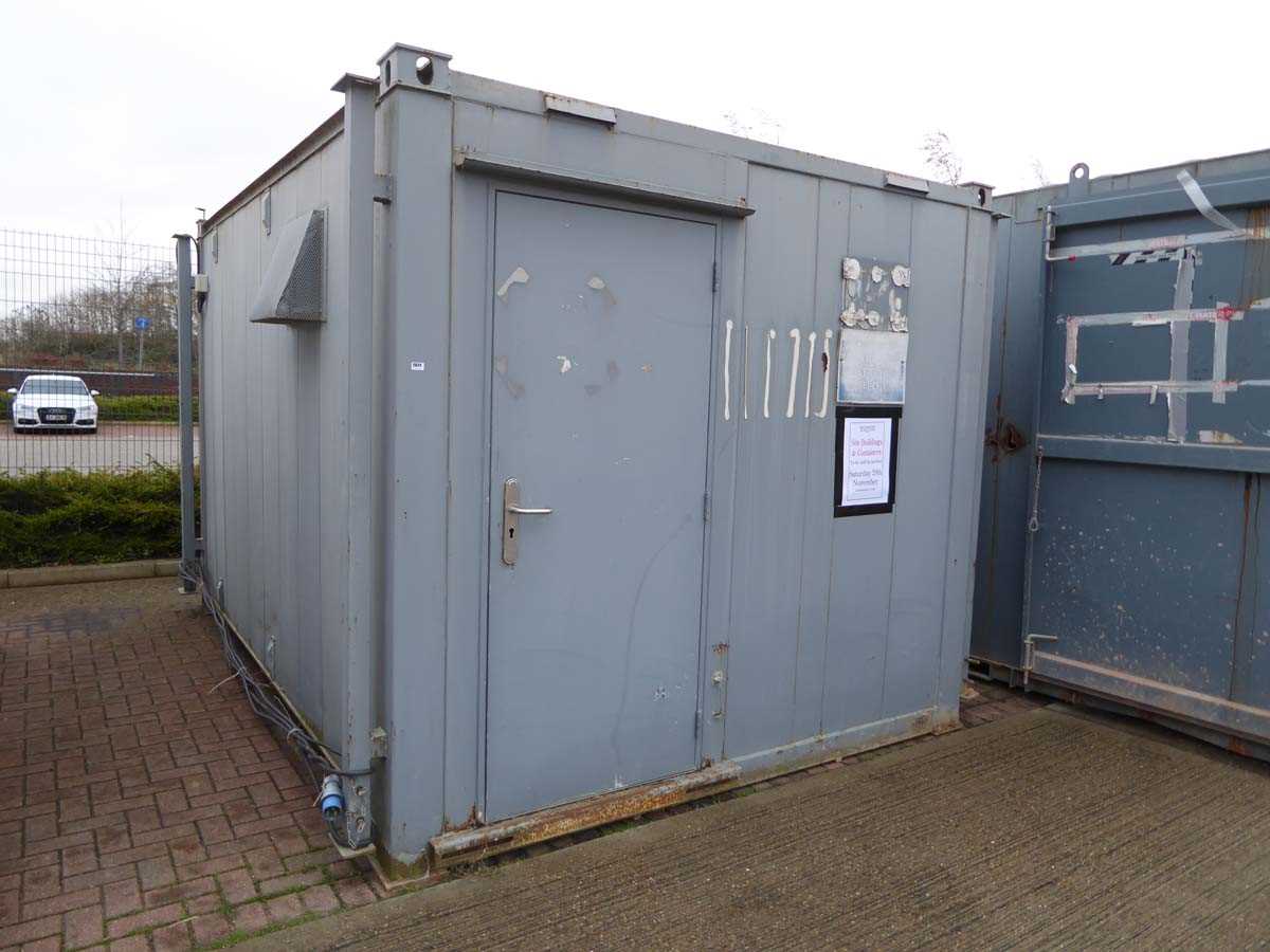 Lot 4024 - 9ft x 12 ft grey jack leg steel site toilet...