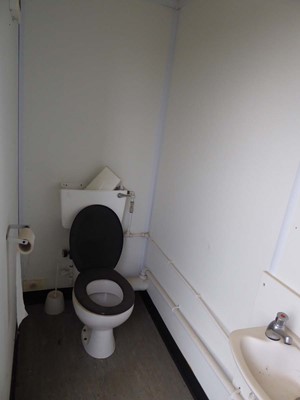 Lot 4024 - 9ft x 12 ft grey jack leg steel site toilet...