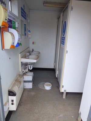 Lot 4024 - 9ft x 12 ft grey jack leg steel site toilet...