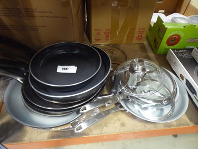 Lot 3131 - Stack of approximately eight various pans...