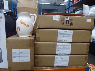 Lot 3107 - Sea creature patterned terracotta ceramics to...