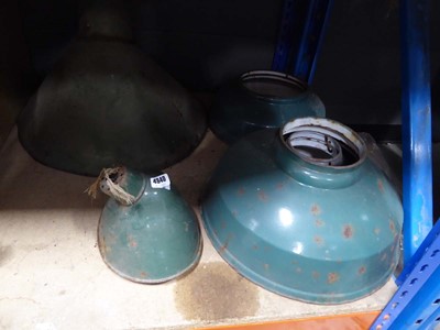 Lot 4640 - Approx. vintage enamel pendant lamp shades in...