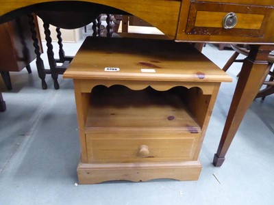 Lot 5204 - Pine bedside cabinet with shelf and drawer